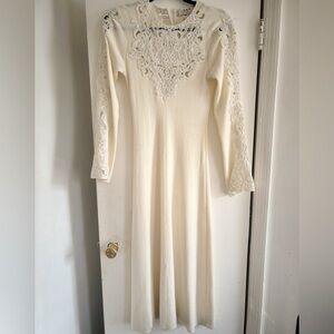 SEA NEW YORK Lace-Detail Long Sleeve Midi Dress